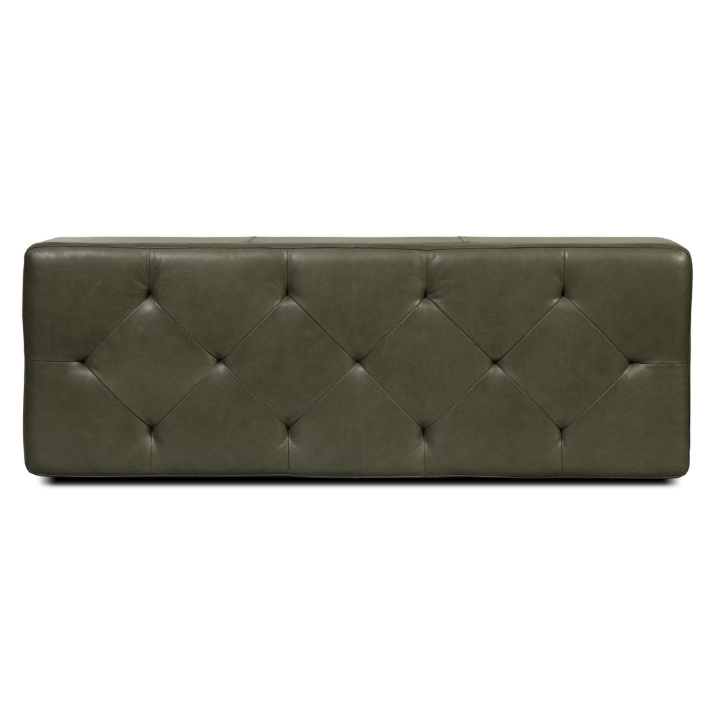 Leather Storage Ottoman | Olivine Green