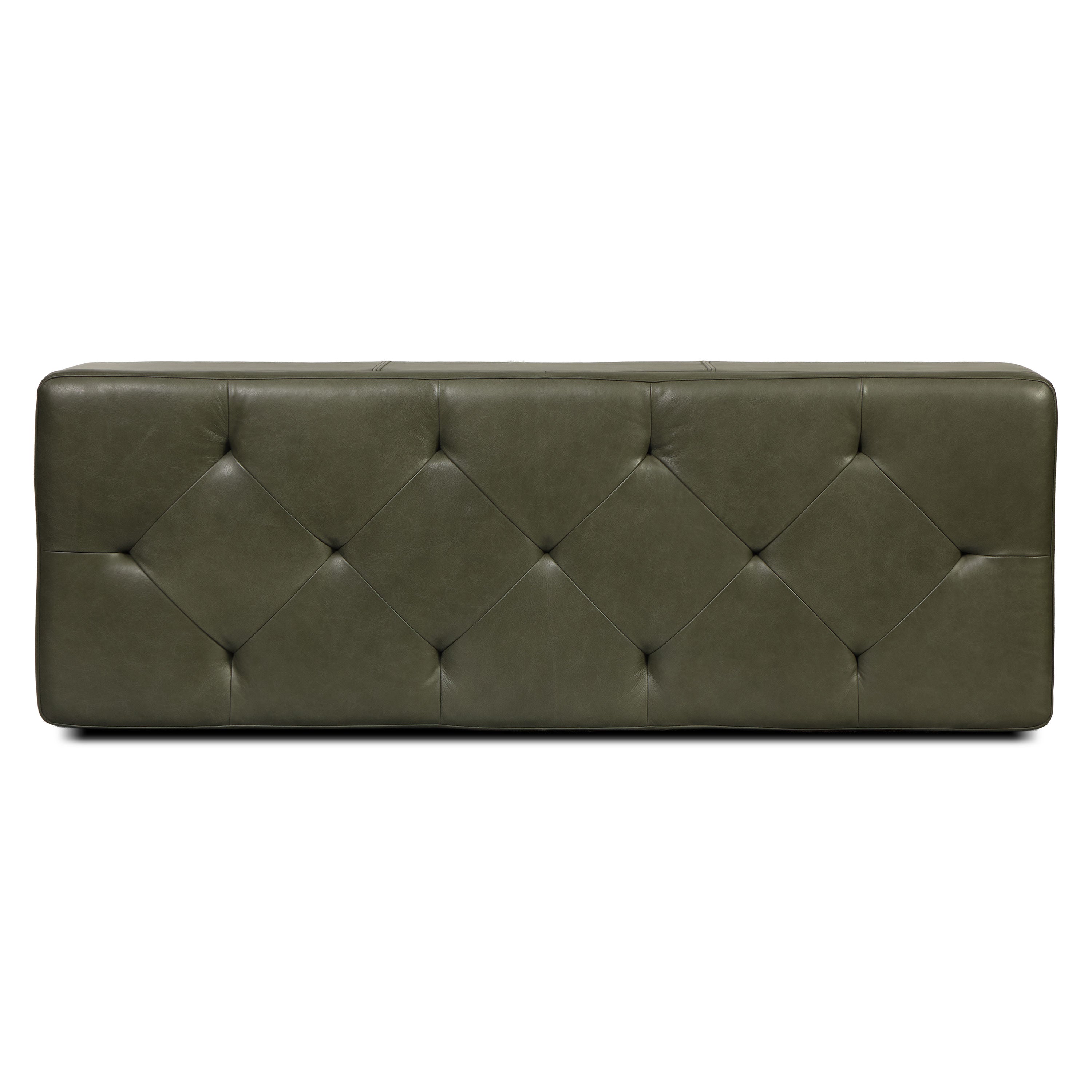 Leather Storage Ottoman | Olivine Green