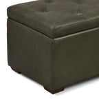 Leather Storage Ottoman | Olivine Green