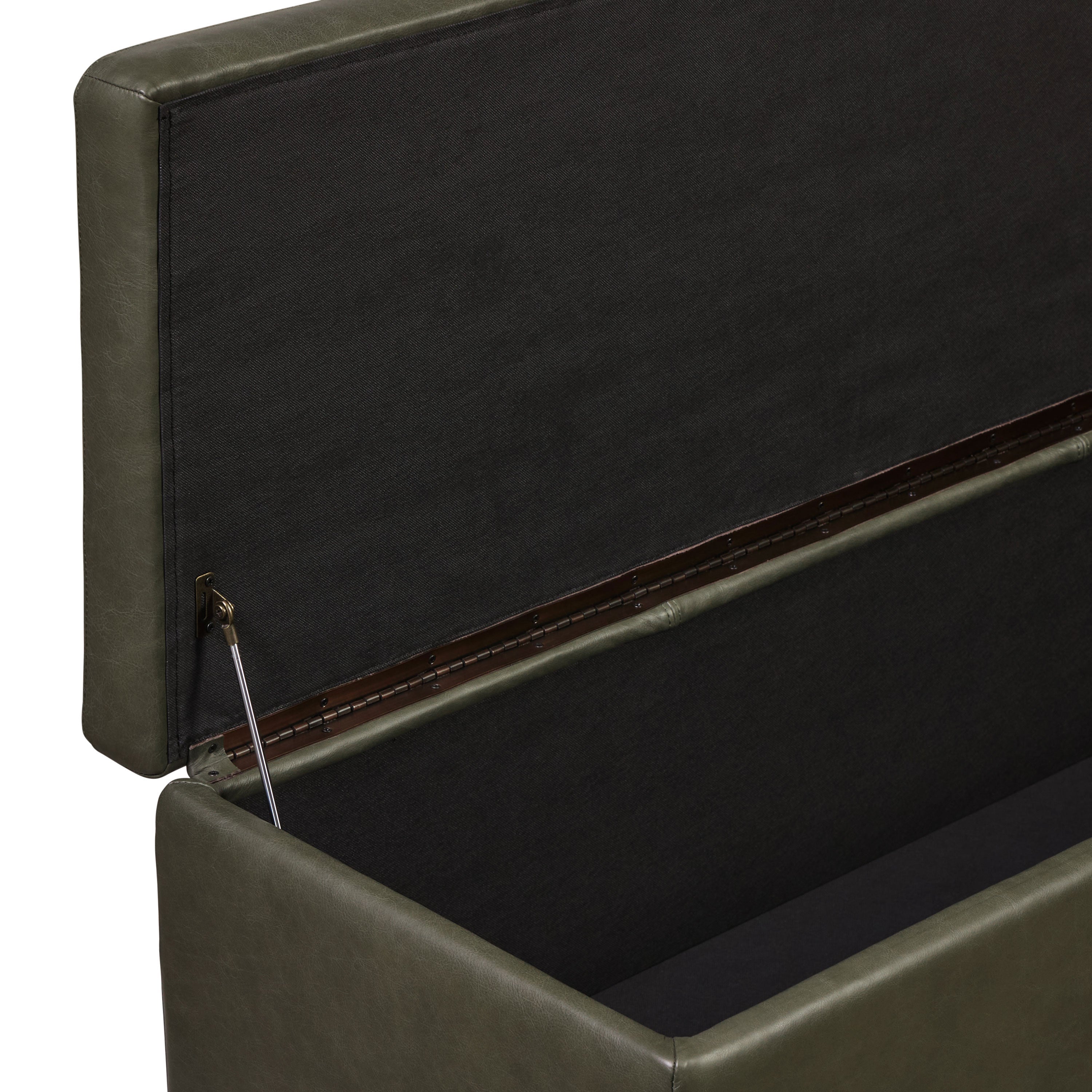 Leather Storage Ottoman | Olivine Green