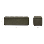 Leather Storage Ottoman | Olivine Green