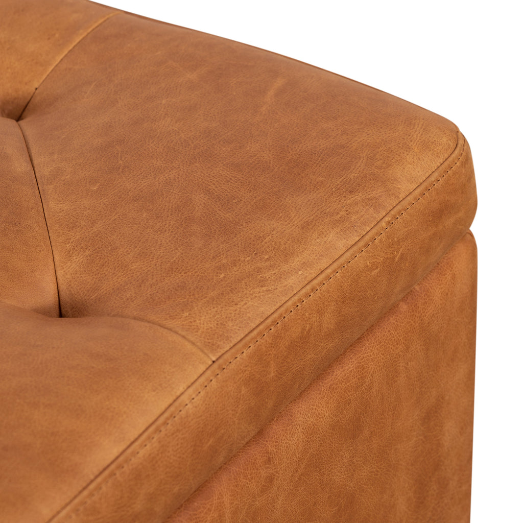 Leather Storage Ottoman | Cognac Tan