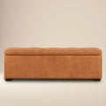 Leather Storage Ottoman | Cognac Tan