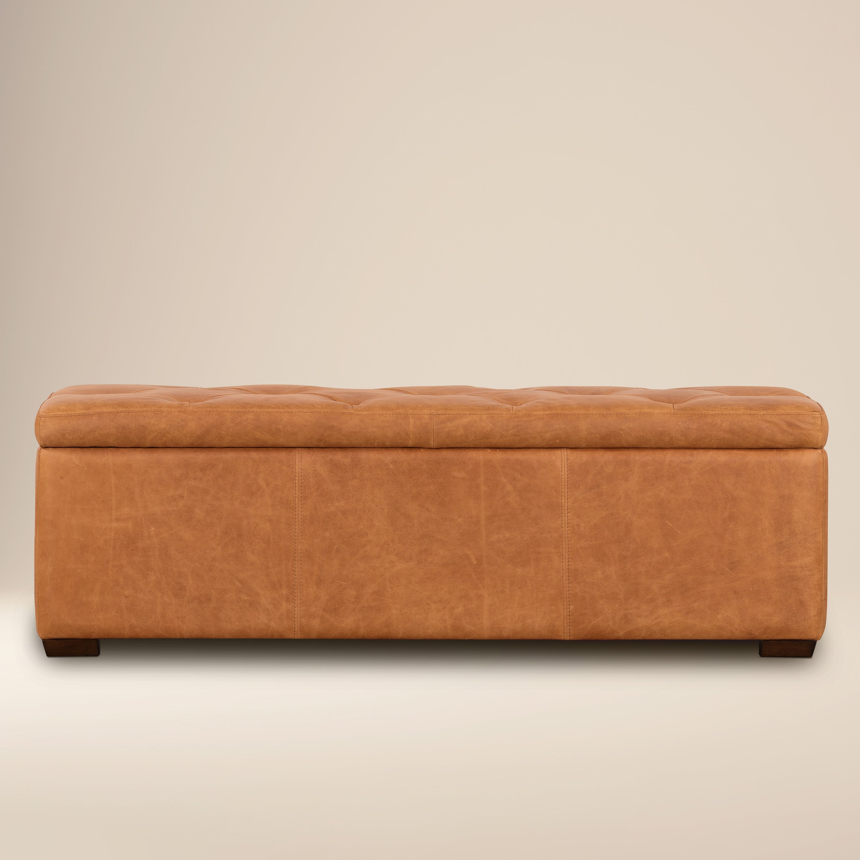Leather Storage Ottoman | Cognac Tan