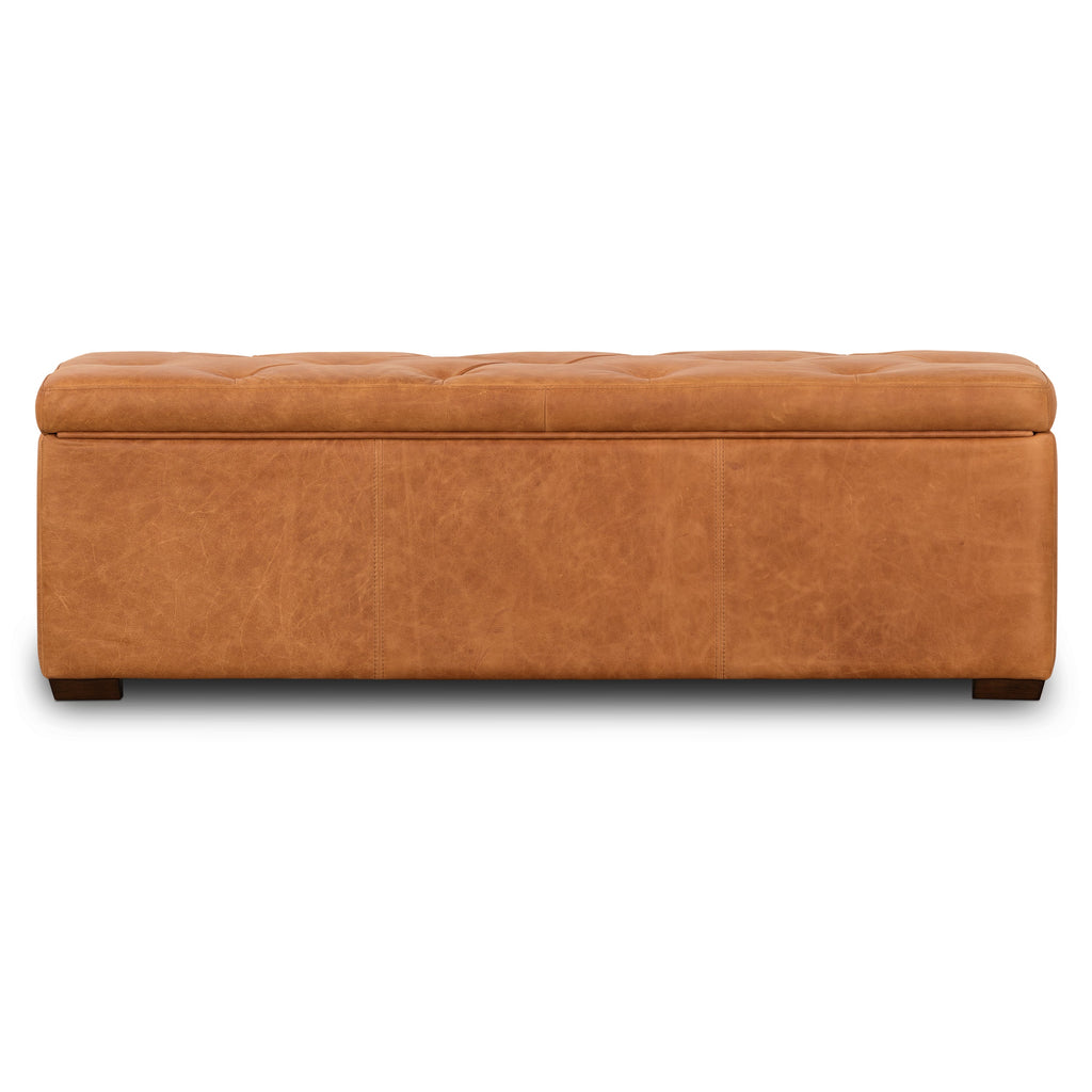 Leather Storage Ottoman | Cognac Tan
