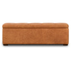 Leather Storage Ottoman | Cognac Tan