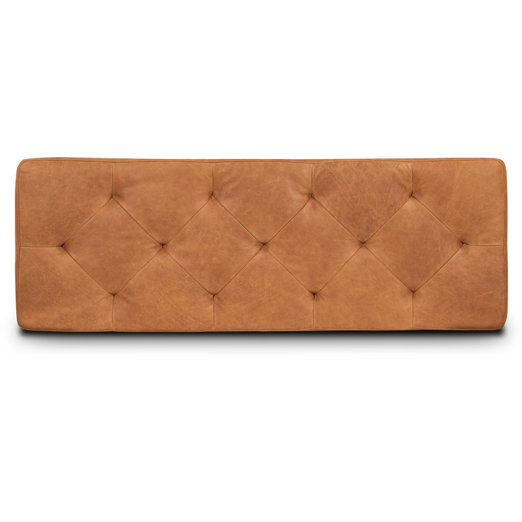 Leather Storage Ottoman | Cognac Tan