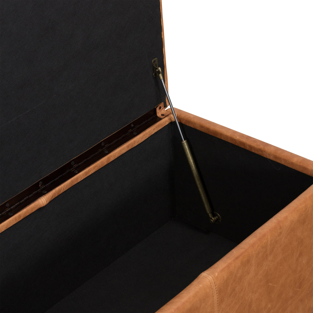 Leather Storage Ottoman | Cognac Tan