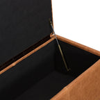 Leather Storage Ottoman | Cognac Tan