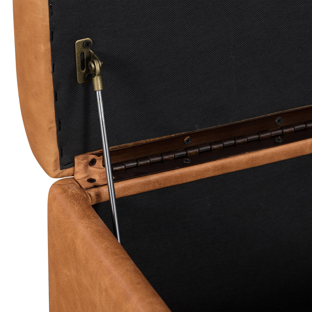 Leather Storage Ottoman | Cognac Tan