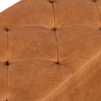 Leather Storage Ottoman | Cognac Tan