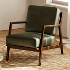 Leather Lounge Chair | Olivine Green