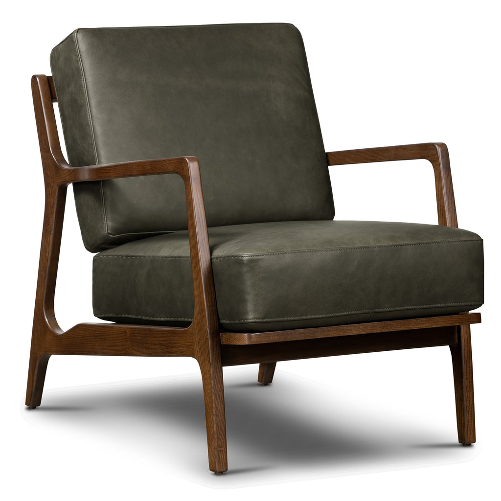 Leather Lounge Chair | Olivine Green
