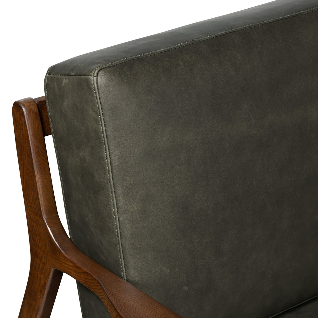Leather Lounge Chair | Olivine Green