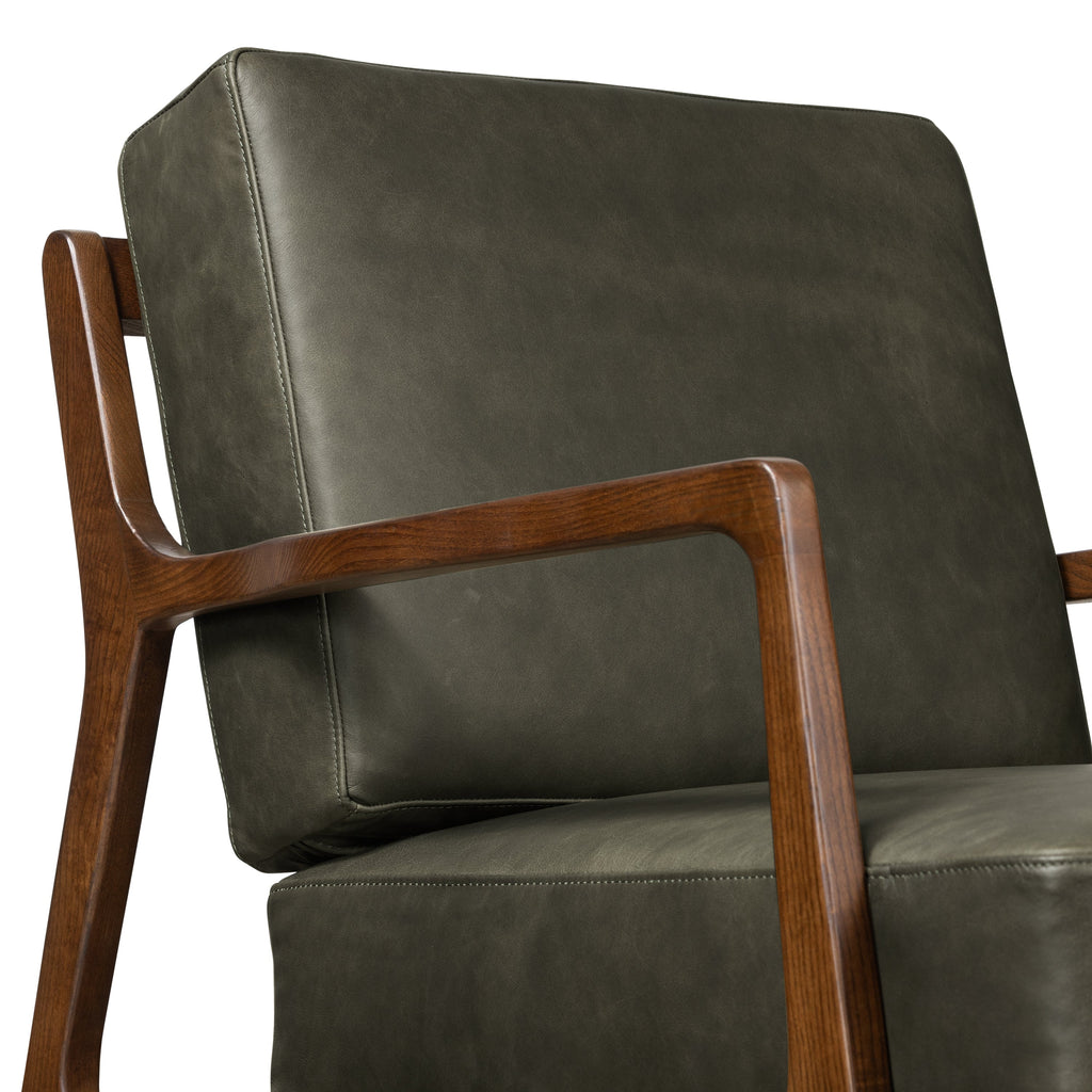 Leather Lounge Chair | Olivine Green