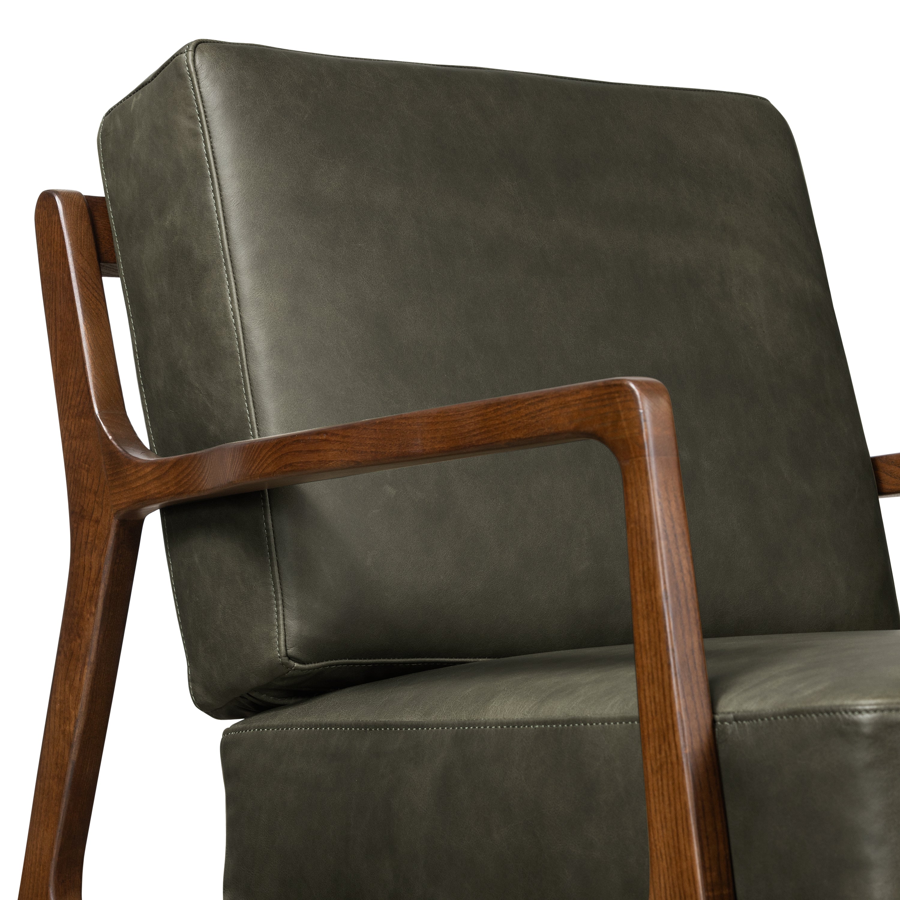 Leather Lounge Chair | Olivine Green