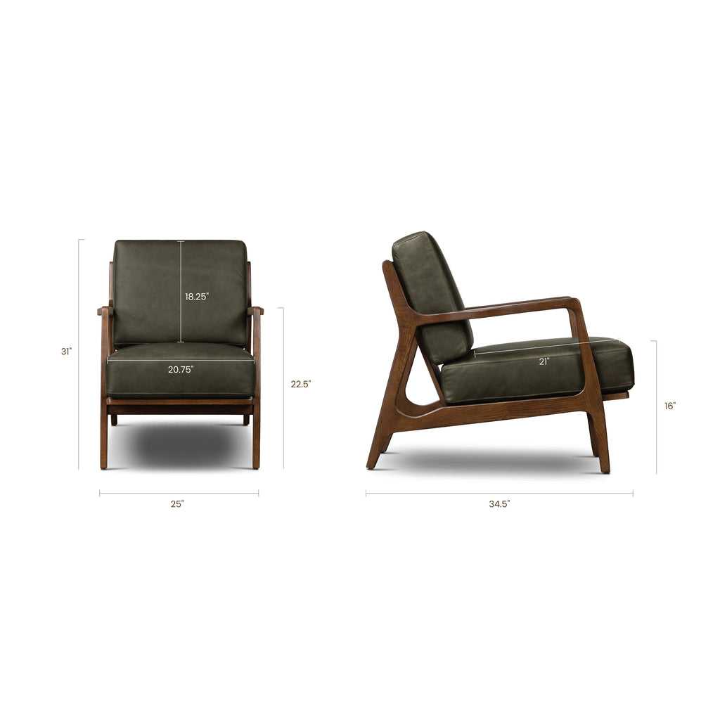 Leather Lounge Chair | Olivine Green