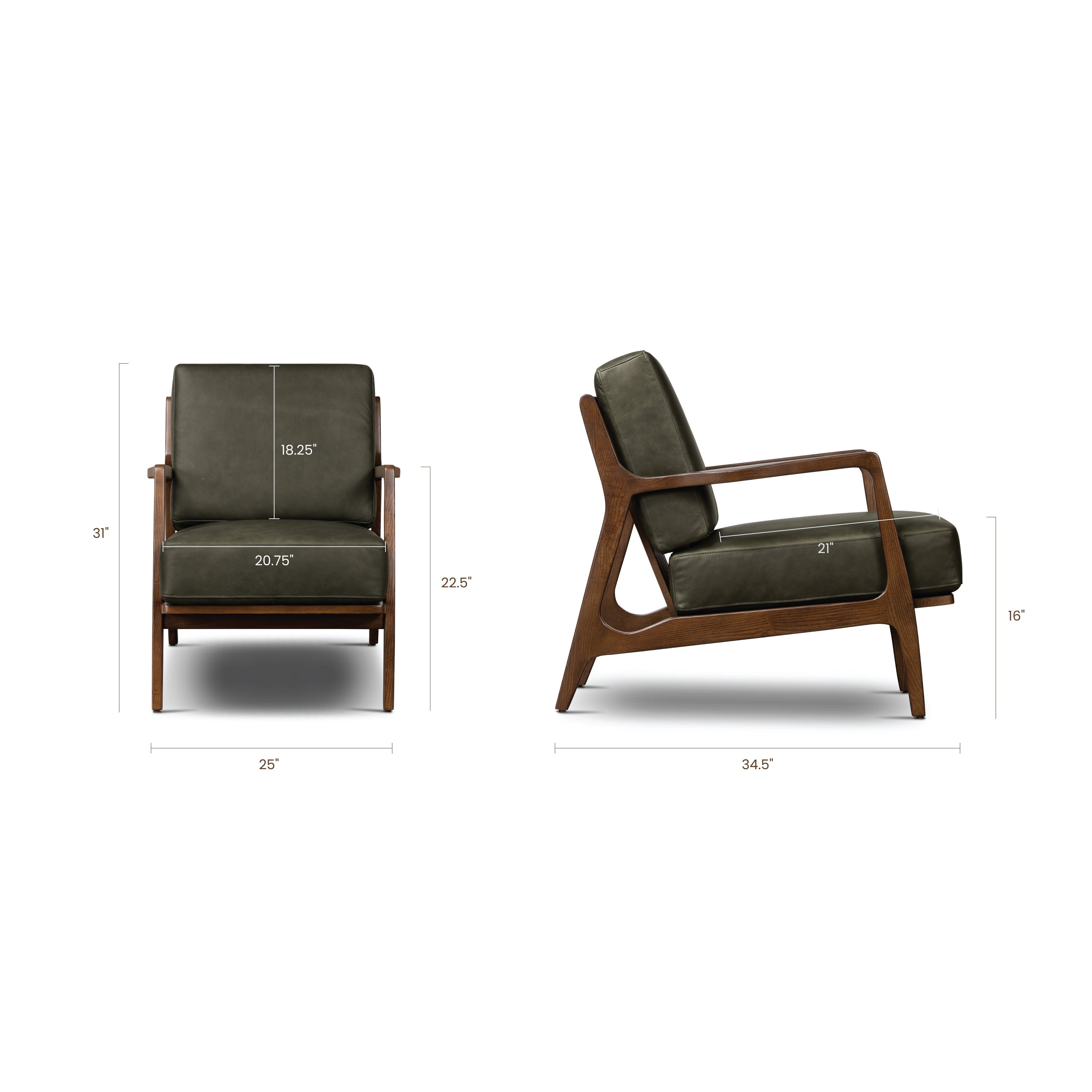 Leather Lounge Chair | Olivine Green