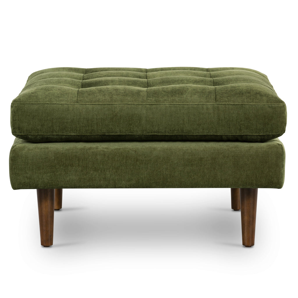 Velvet Ottoman | Distressed Green