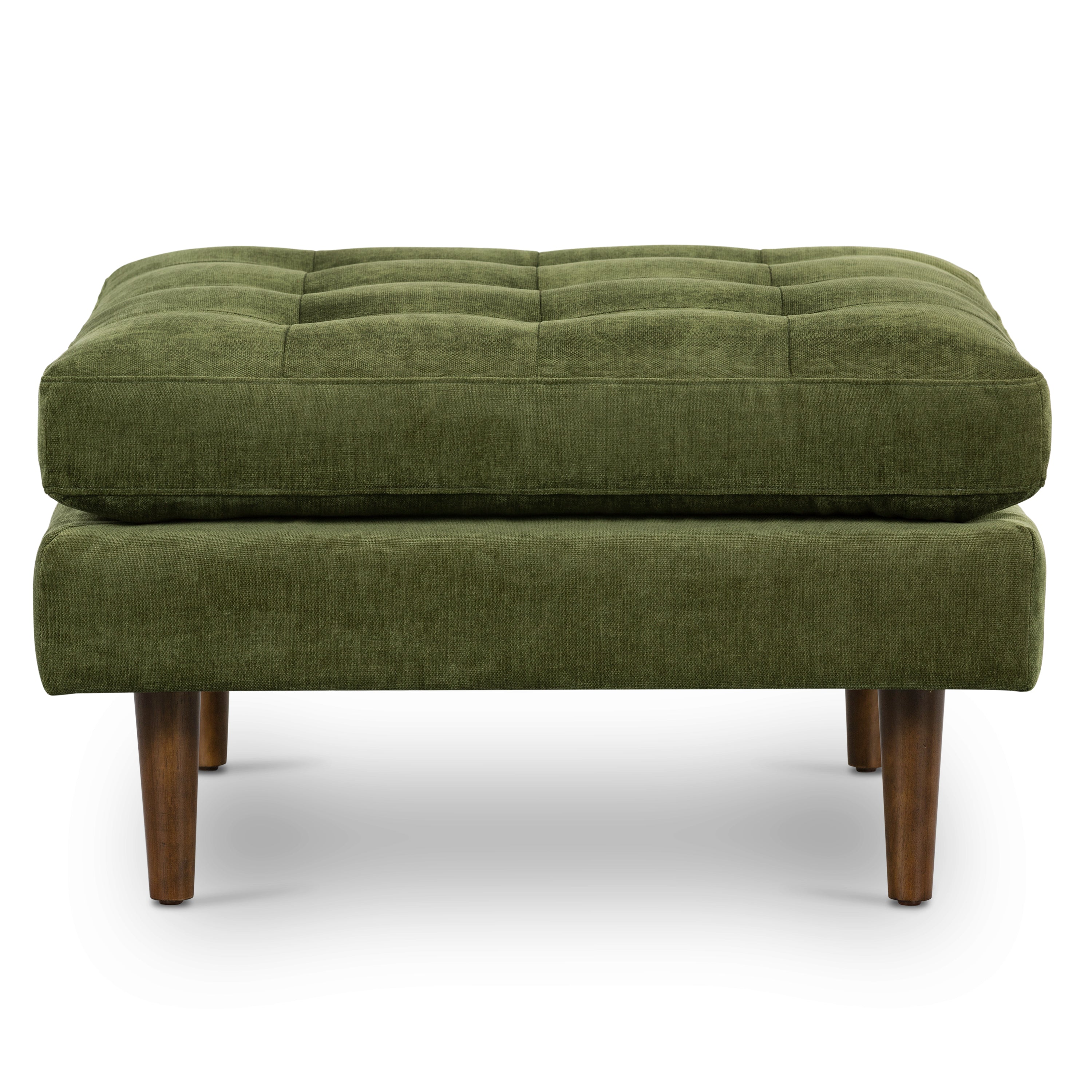 Velvet Ottoman | Distressed Green