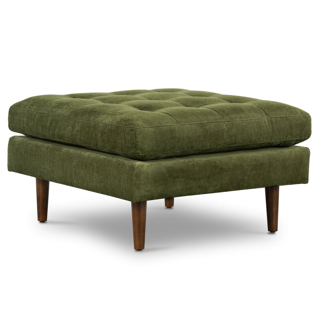 Velvet Ottoman | Distressed Green