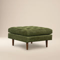 Velvet Ottoman | Distressed Green