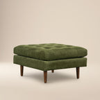 Velvet Ottoman | Distressed Green