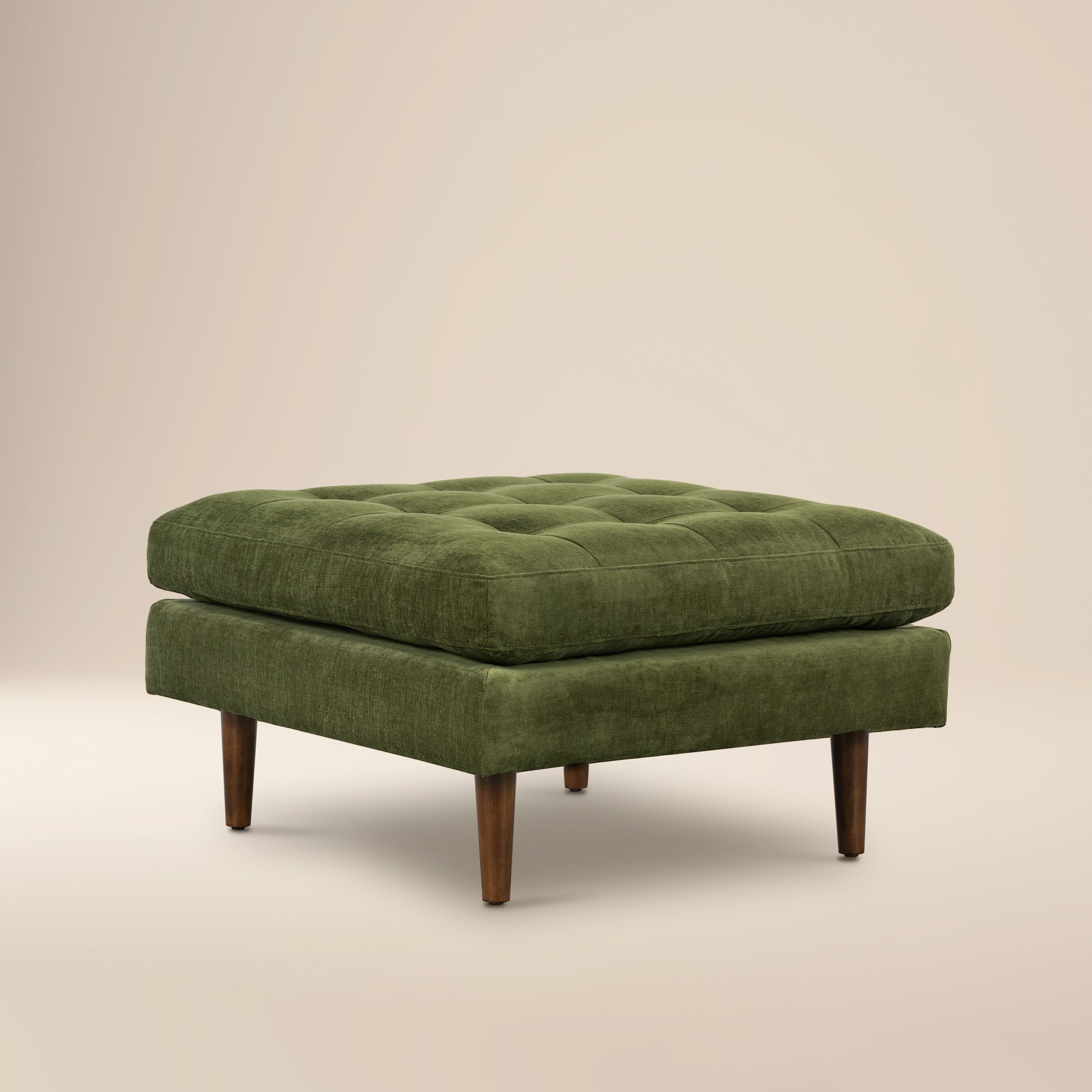 Velvet Ottoman | Distressed Green