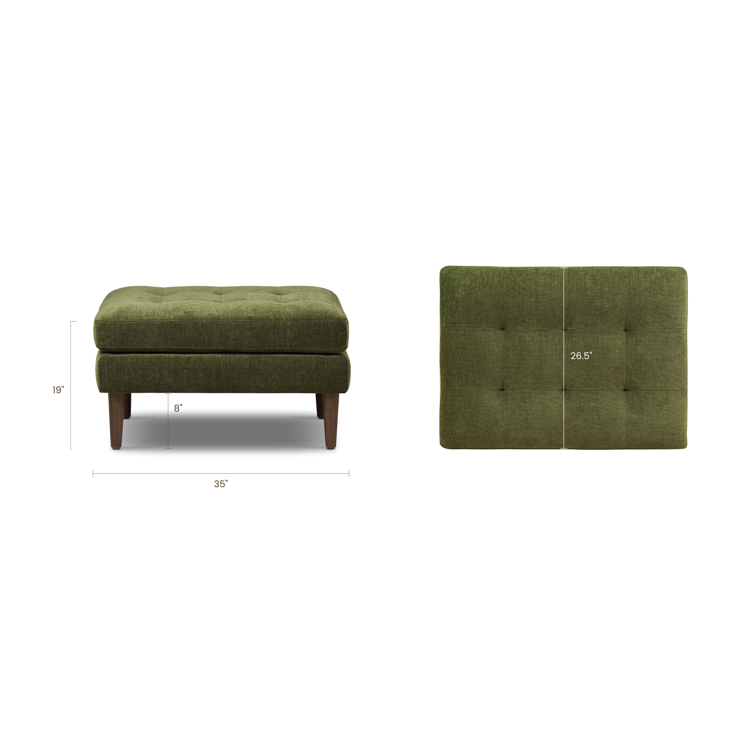 Velvet Ottoman | Distressed Green