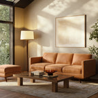 Leather Ottoman | Cognac Tan