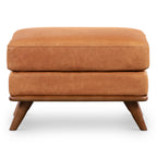 Leather Ottoman | Cognac Tan
