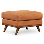 Leather Ottoman | Cognac Tan