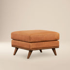 Leather Ottoman | Cognac Tan