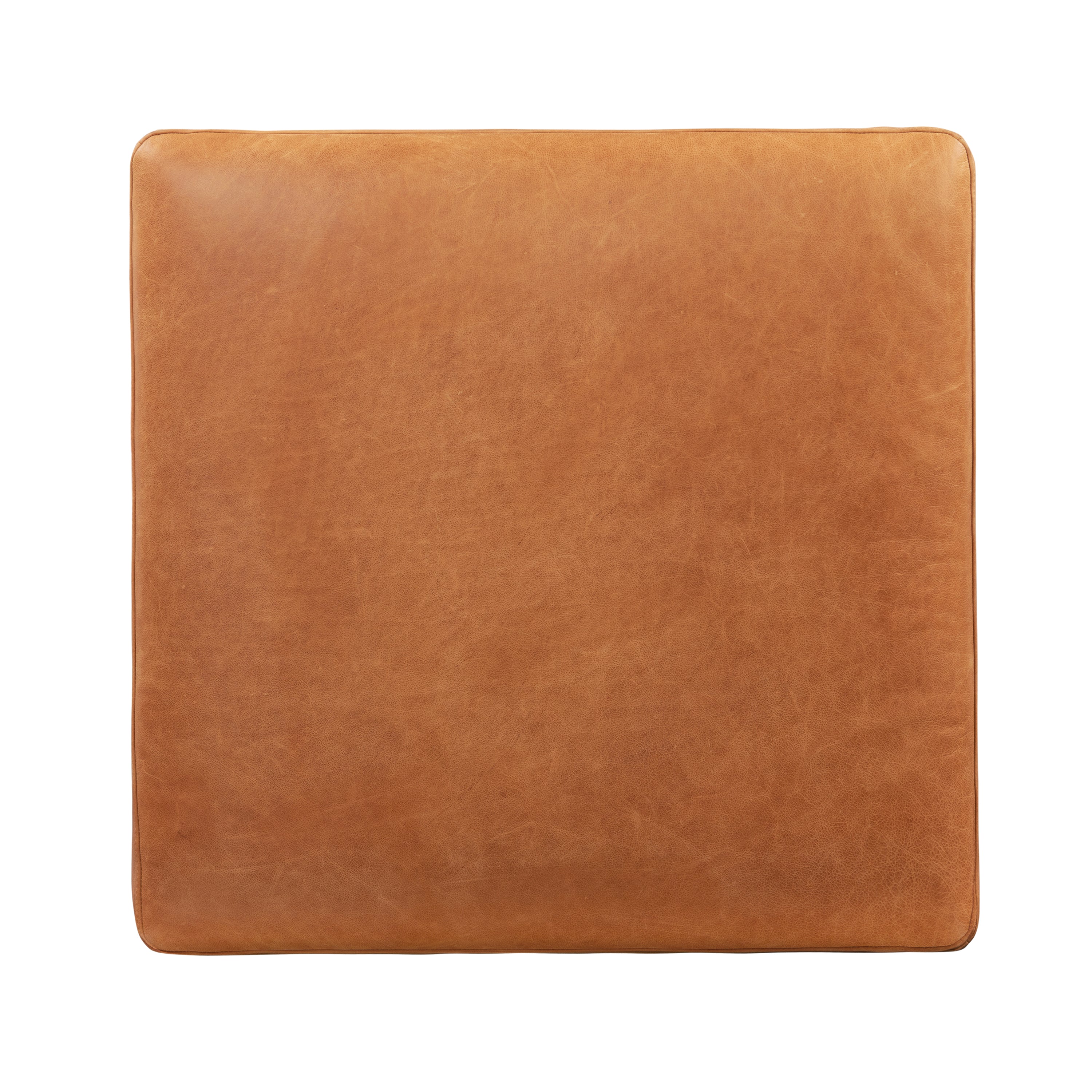 Leather Ottoman | Cognac Tan