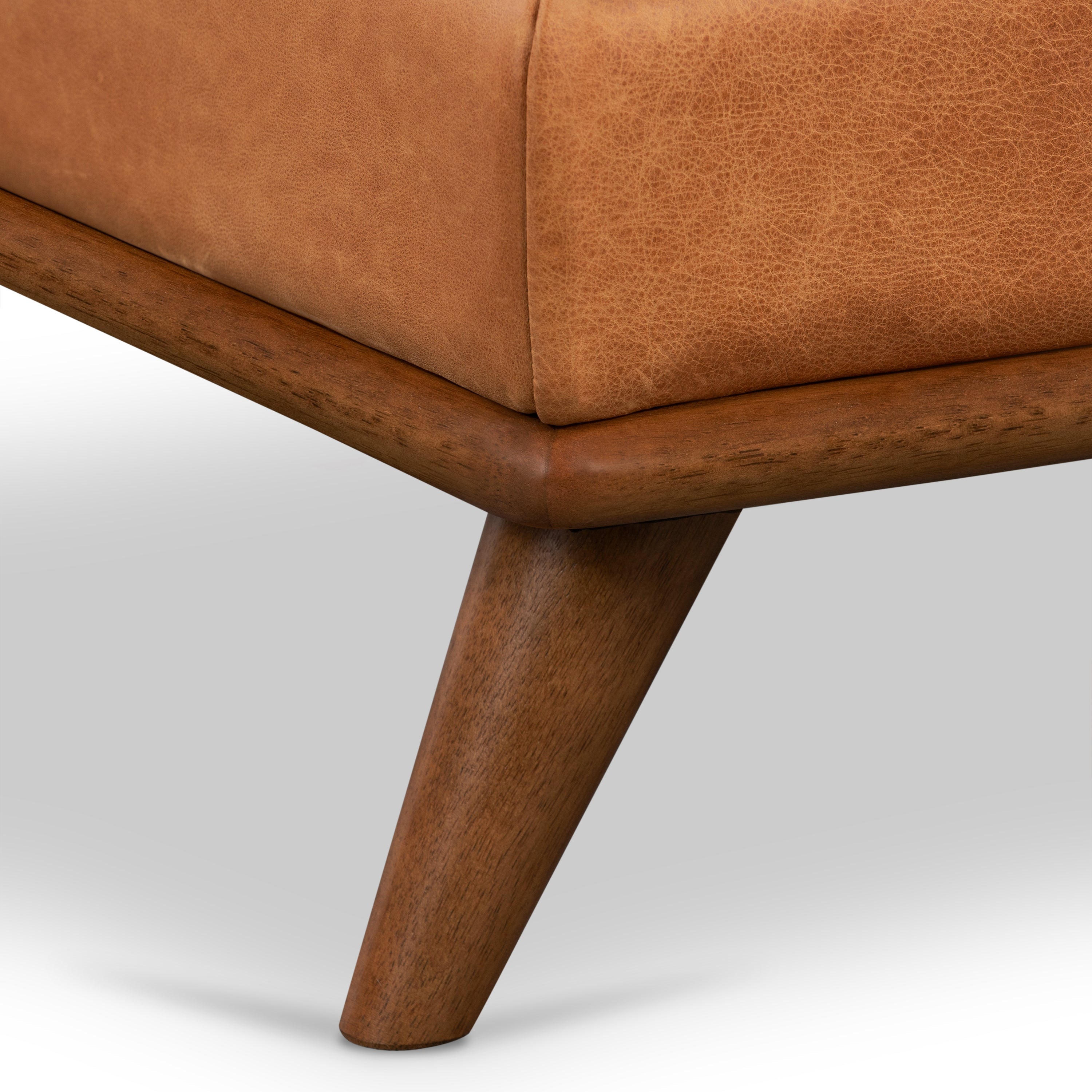 Leather Ottoman | Cognac Tan