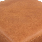 Leather Ottoman | Cognac Tan