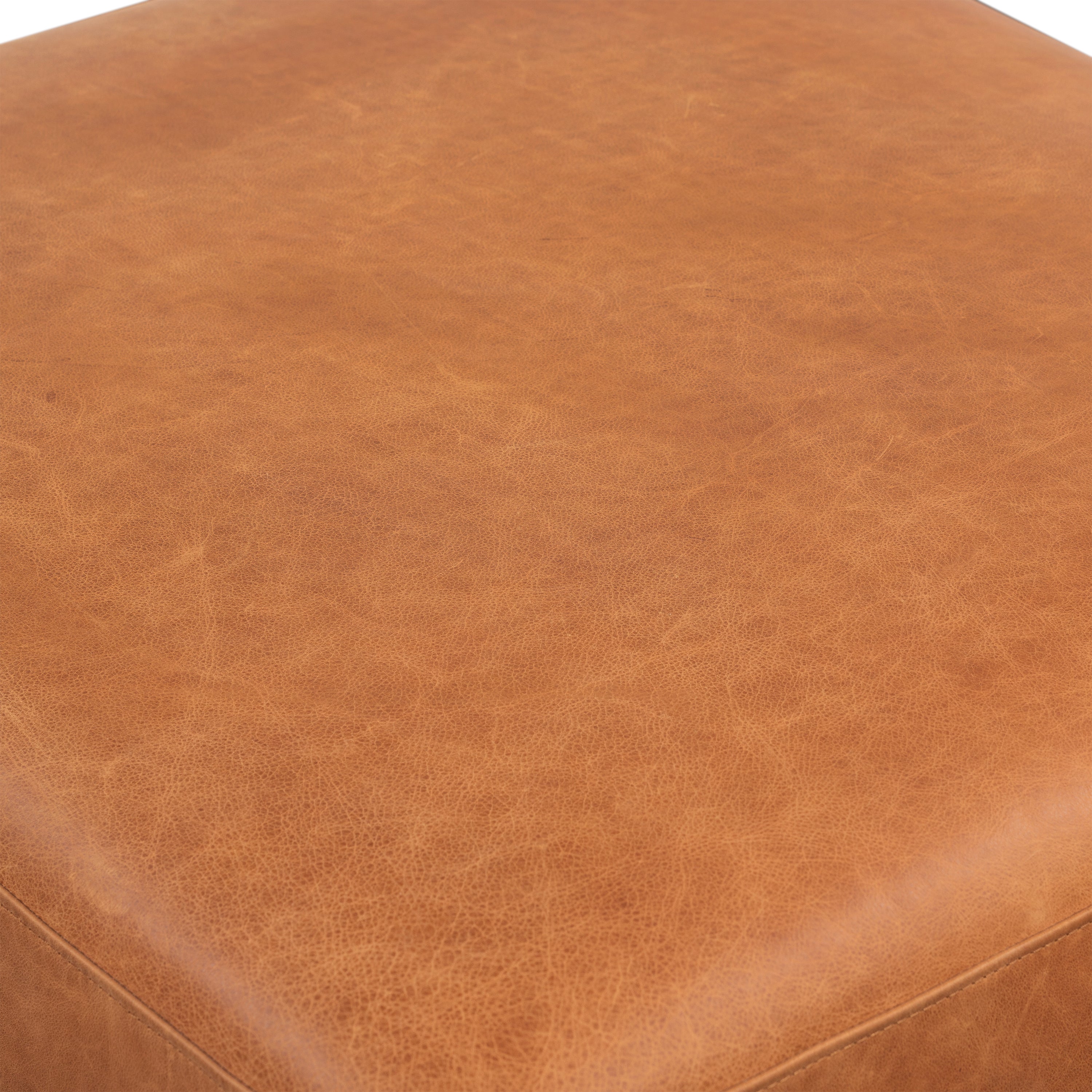 Leather Ottoman | Cognac Tan