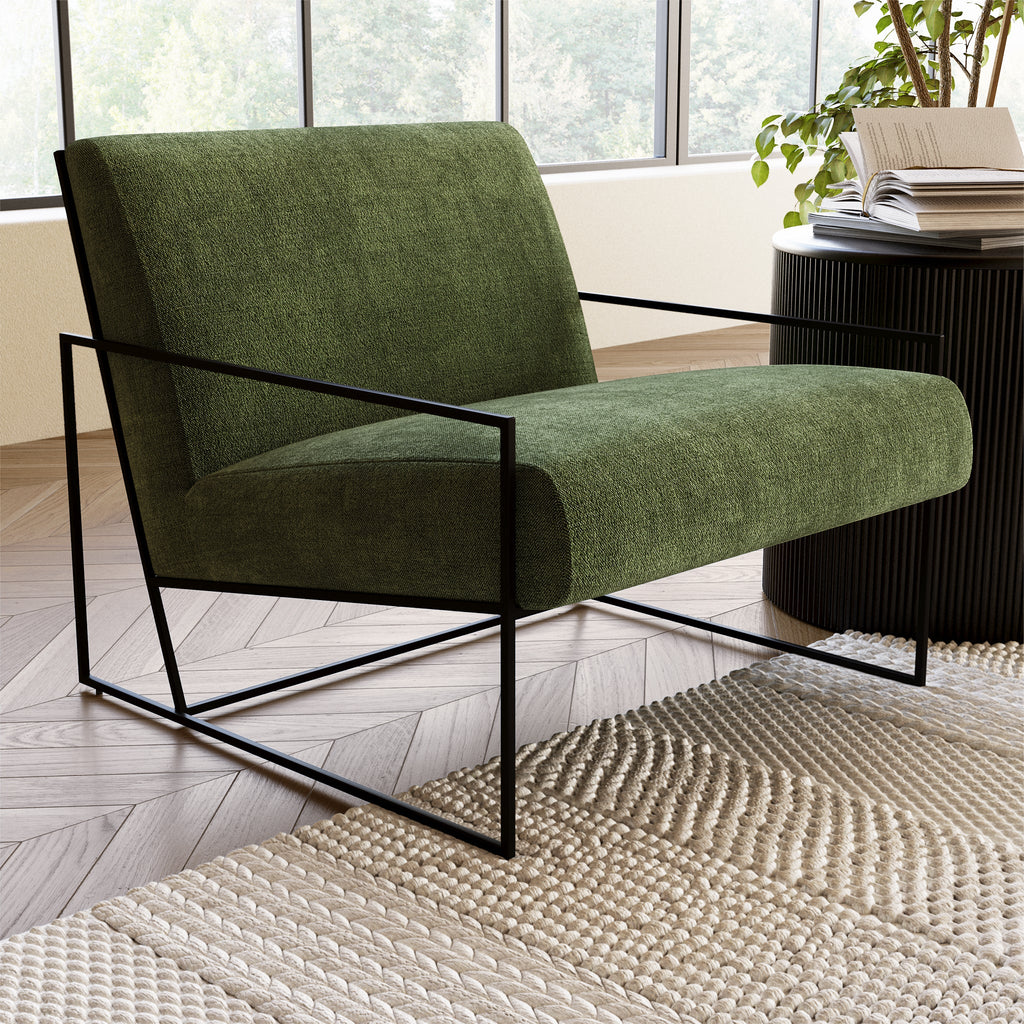 Fabric Lounge Chair | Distressed Green