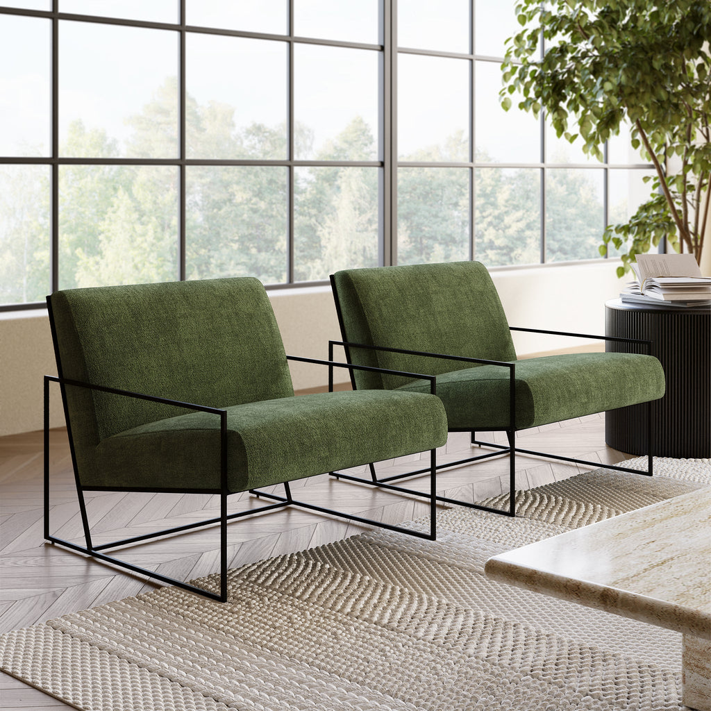 Fabric Lounge Chair | Distressed Green