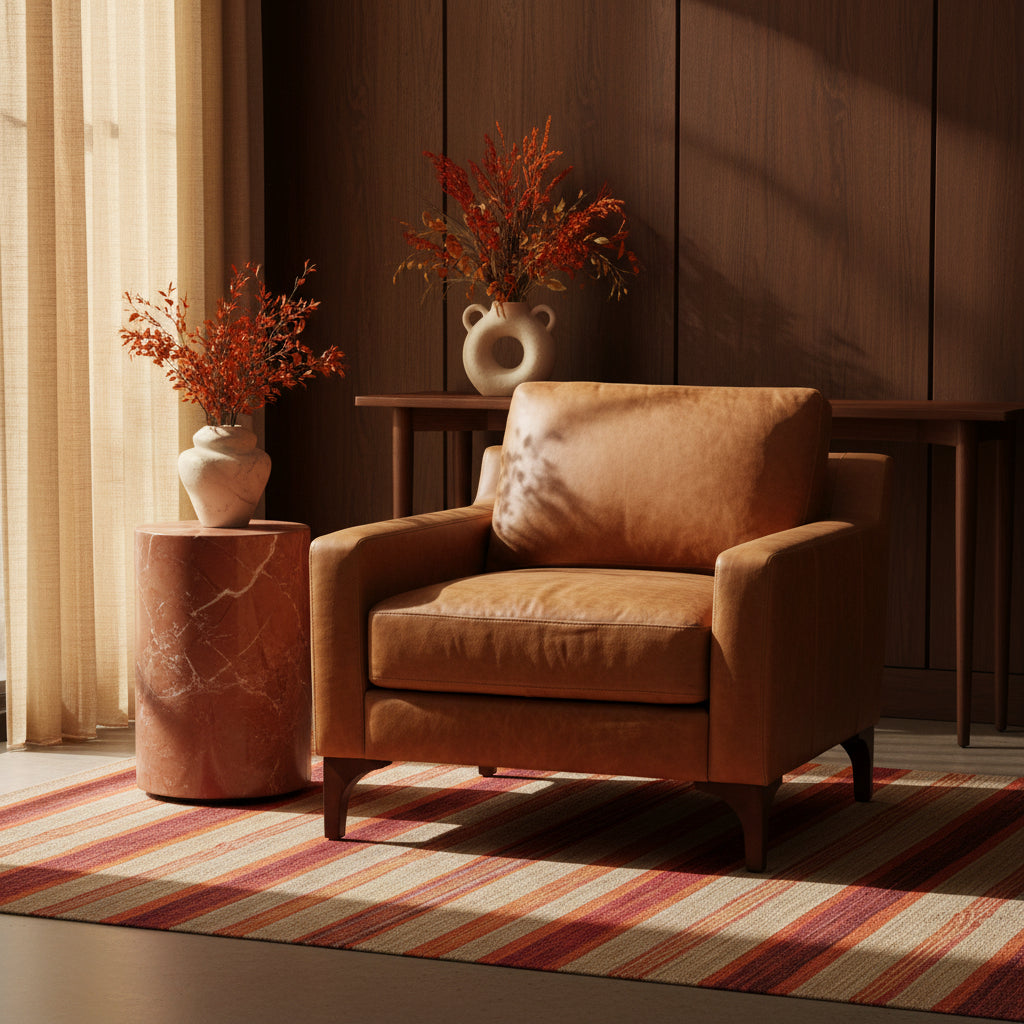 Leather Lounge Chair | Cognac Tan