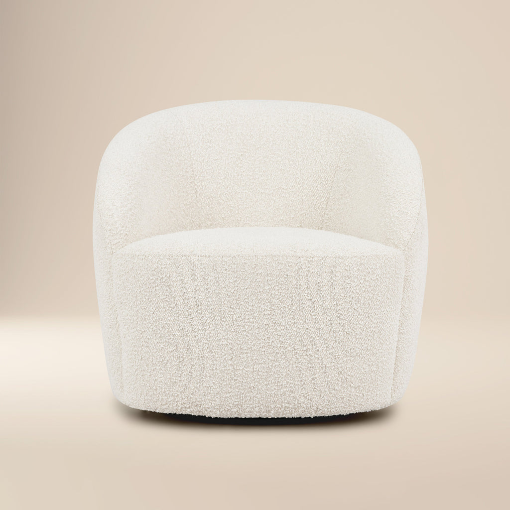 Swivel Lounge Chair | Crema White Boucle