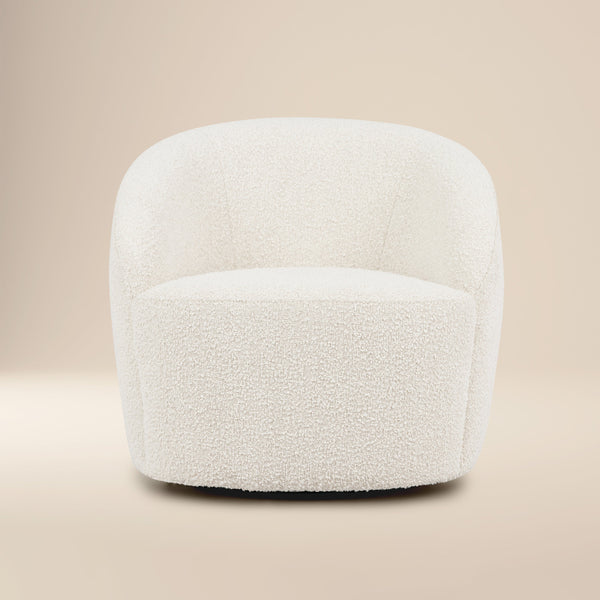 Swivel Lounge Chair | Crema White Boucle
