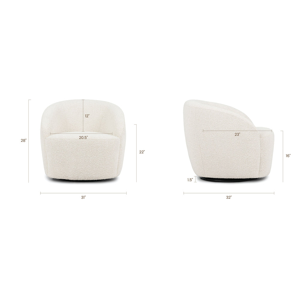 Swivel Lounge Chair | Crema White Boucle