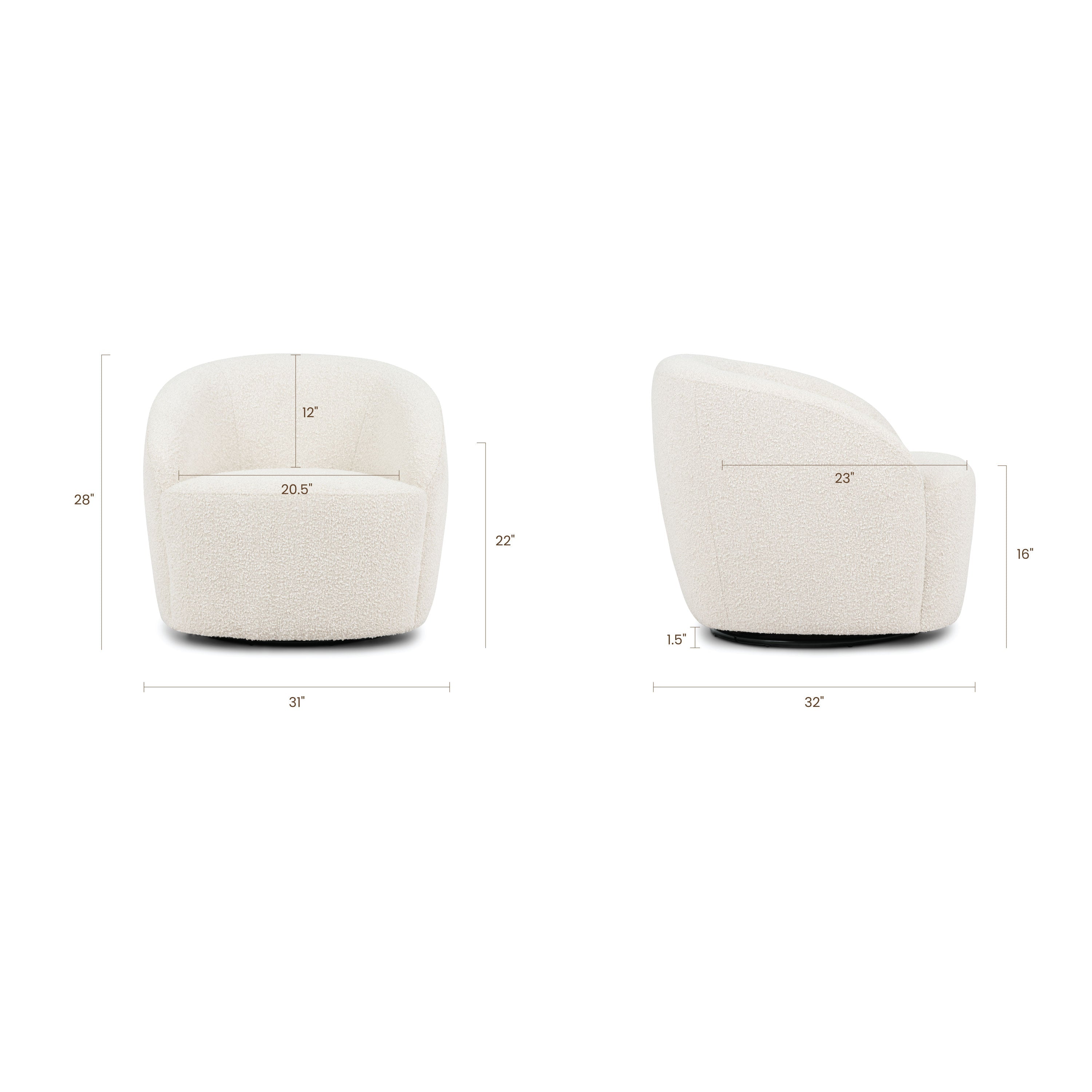 Swivel Lounge Chair | Crema White Boucle