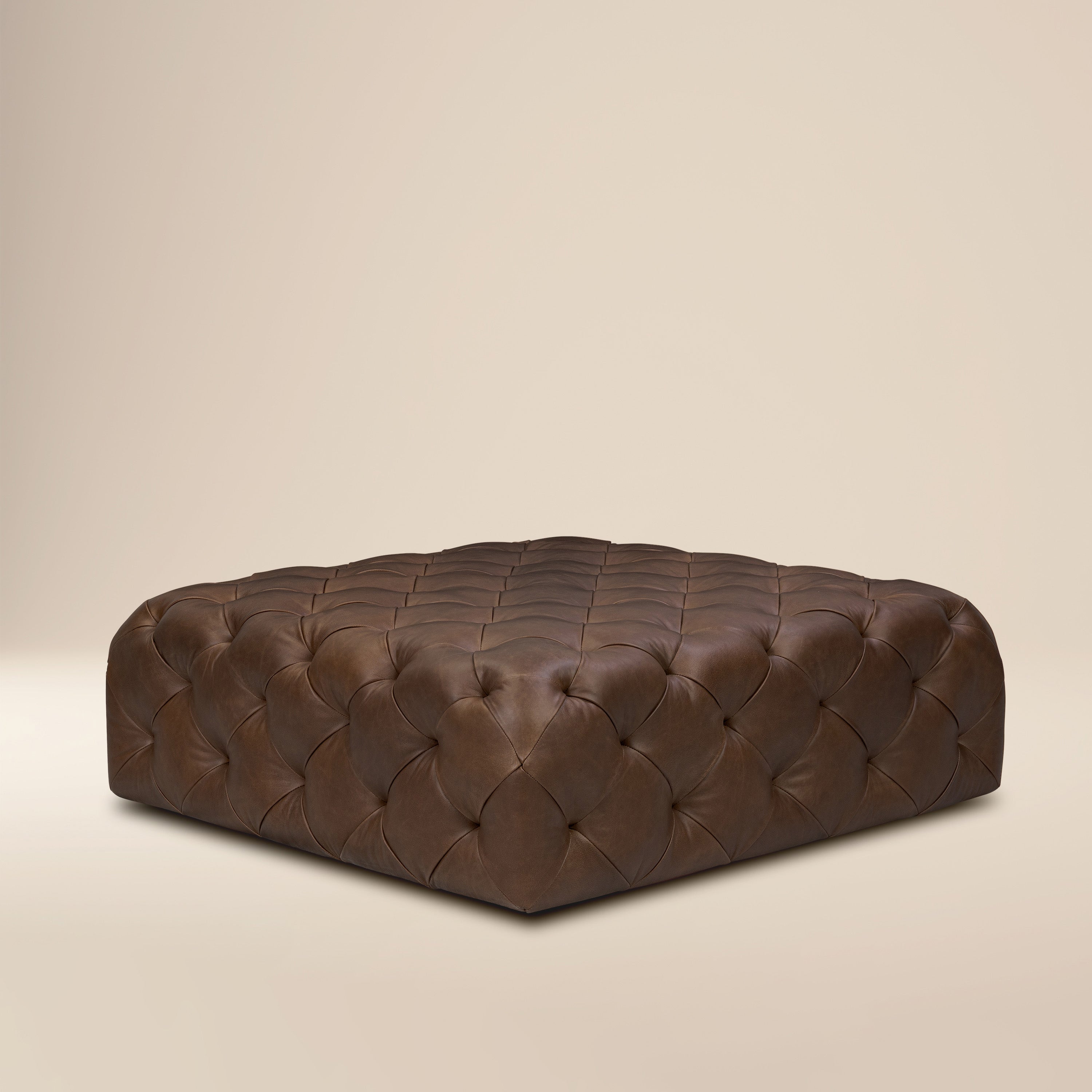 Leather Ottoman | Cocoa Brown