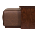 Leather Ottoman with Walnut Table | Bridle Brown
