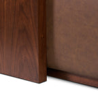 Leather Ottoman with Walnut Table | Bridle Brown