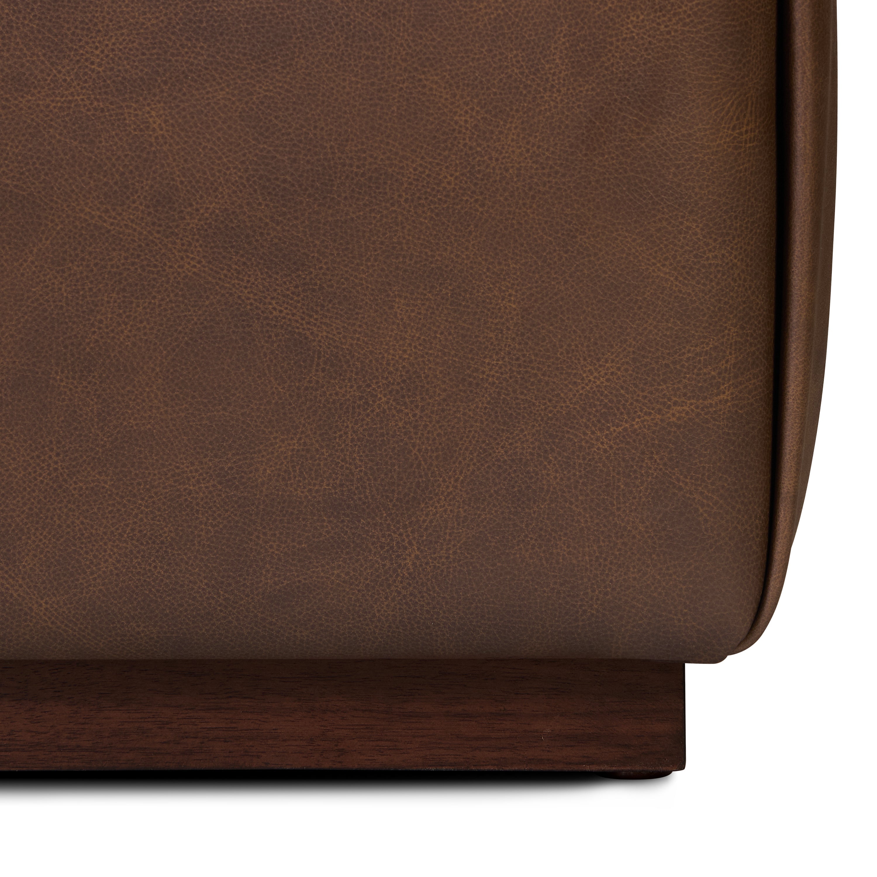 Leather Ottoman with Walnut Table | Bridle Brown