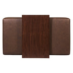 Leather Ottoman with Walnut Table | Bridle Brown
