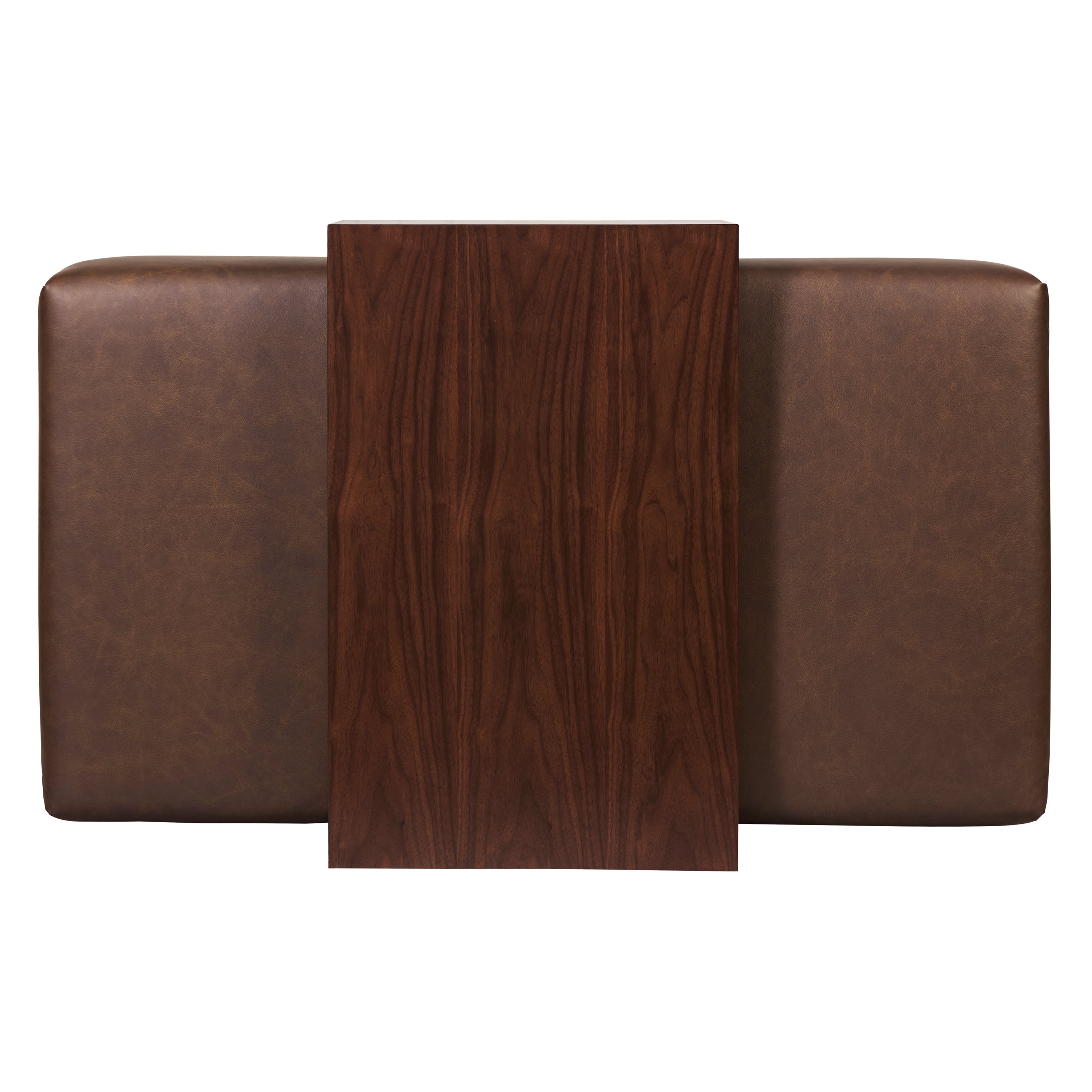 Leather Ottoman with Walnut Table | Bridle Brown